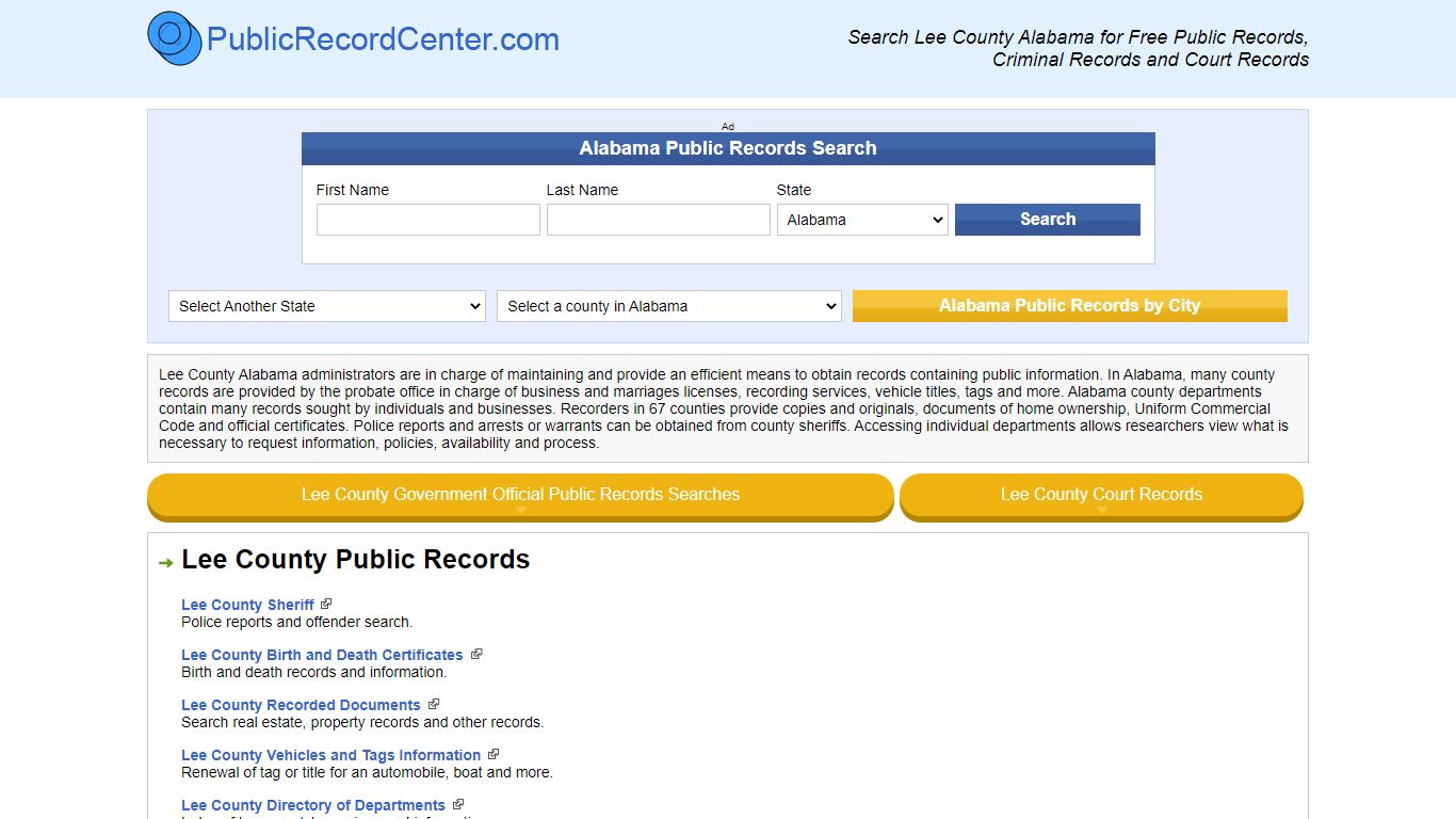 Lee County Alabama Free Public Records - Court Records ...