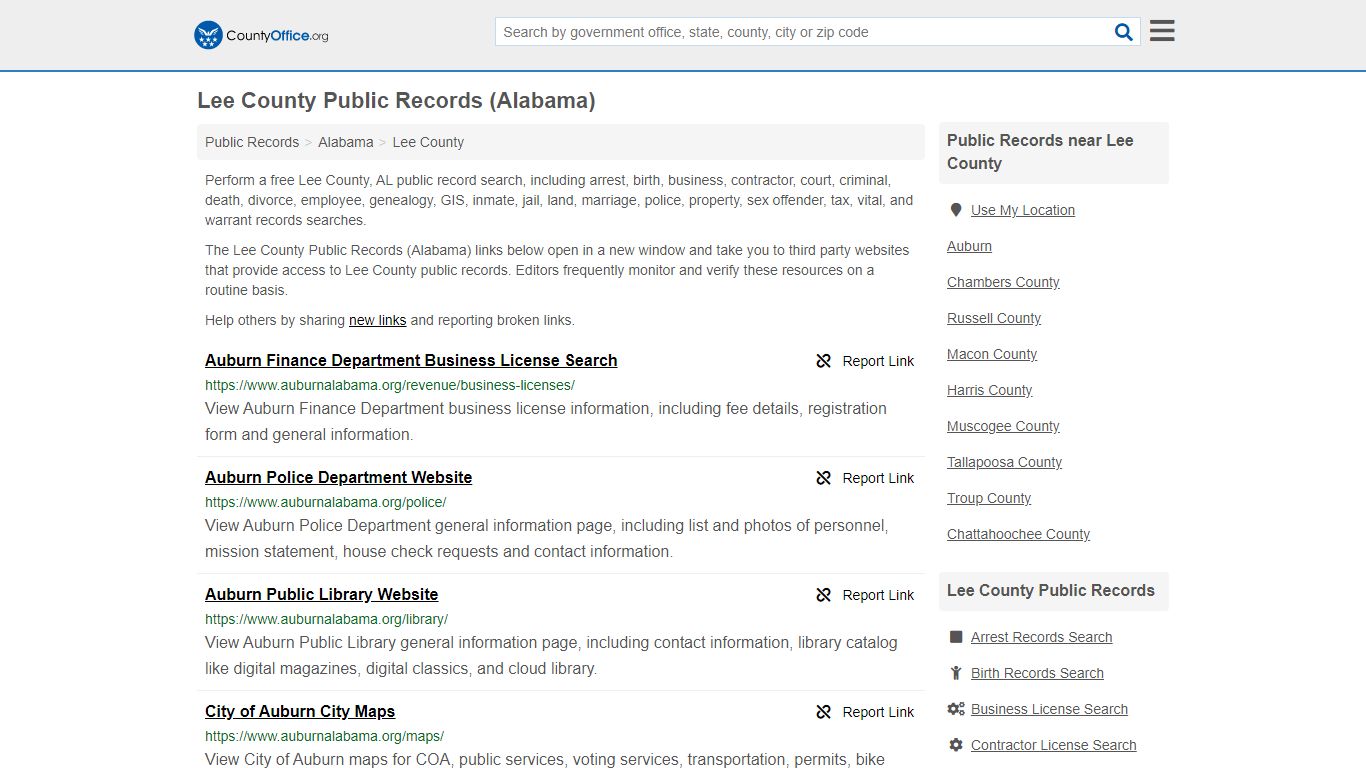 Public Records - Lee County, AL (Business, Criminal, GIS ...
